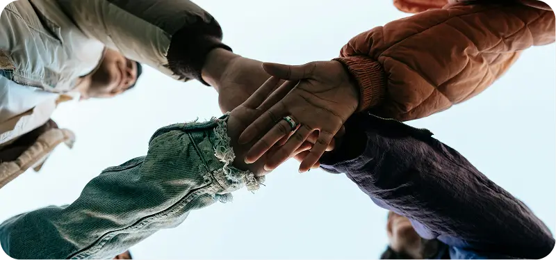 Hands joined in unity, symbolizing support for dual diagnosis treatment in Madison.