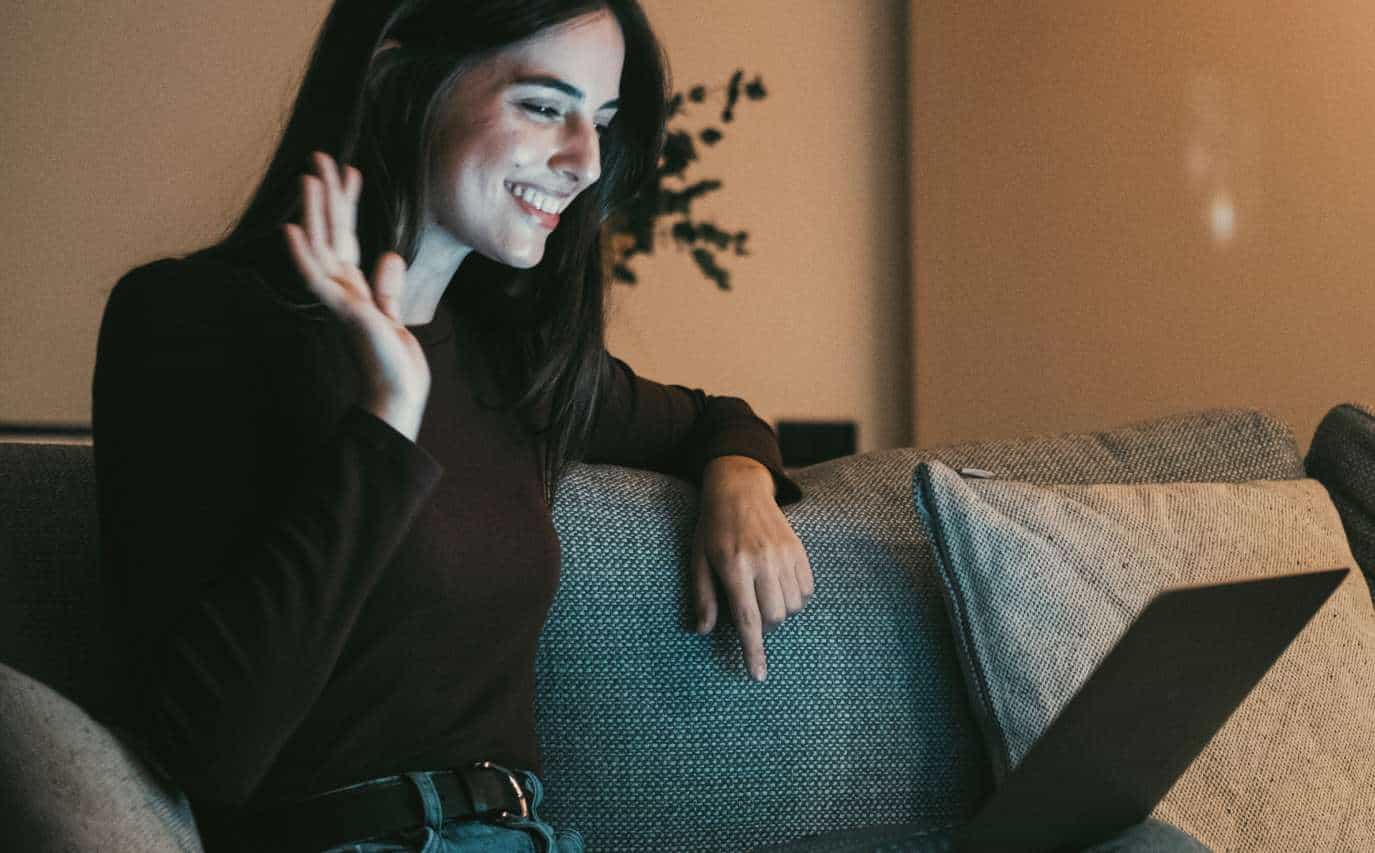 Woman engaged in a virtual counseling session during virtual rehab in Madison, WI.