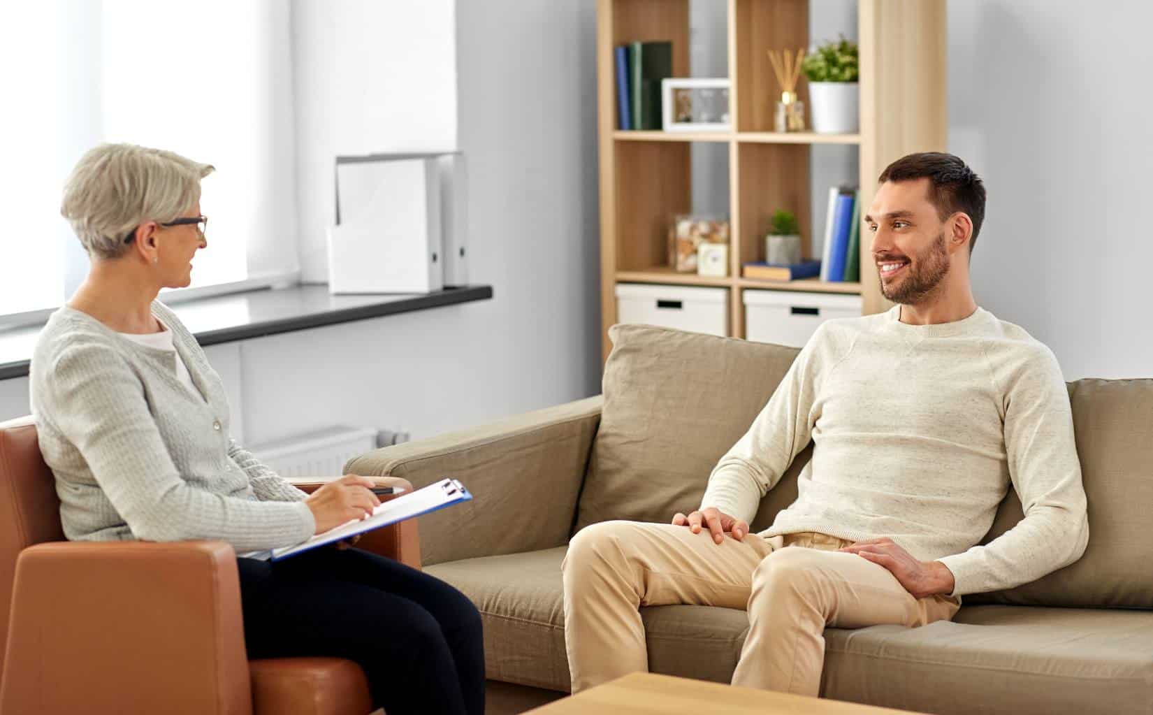 Therapy session during medication assisted treatment in Madison, WI.