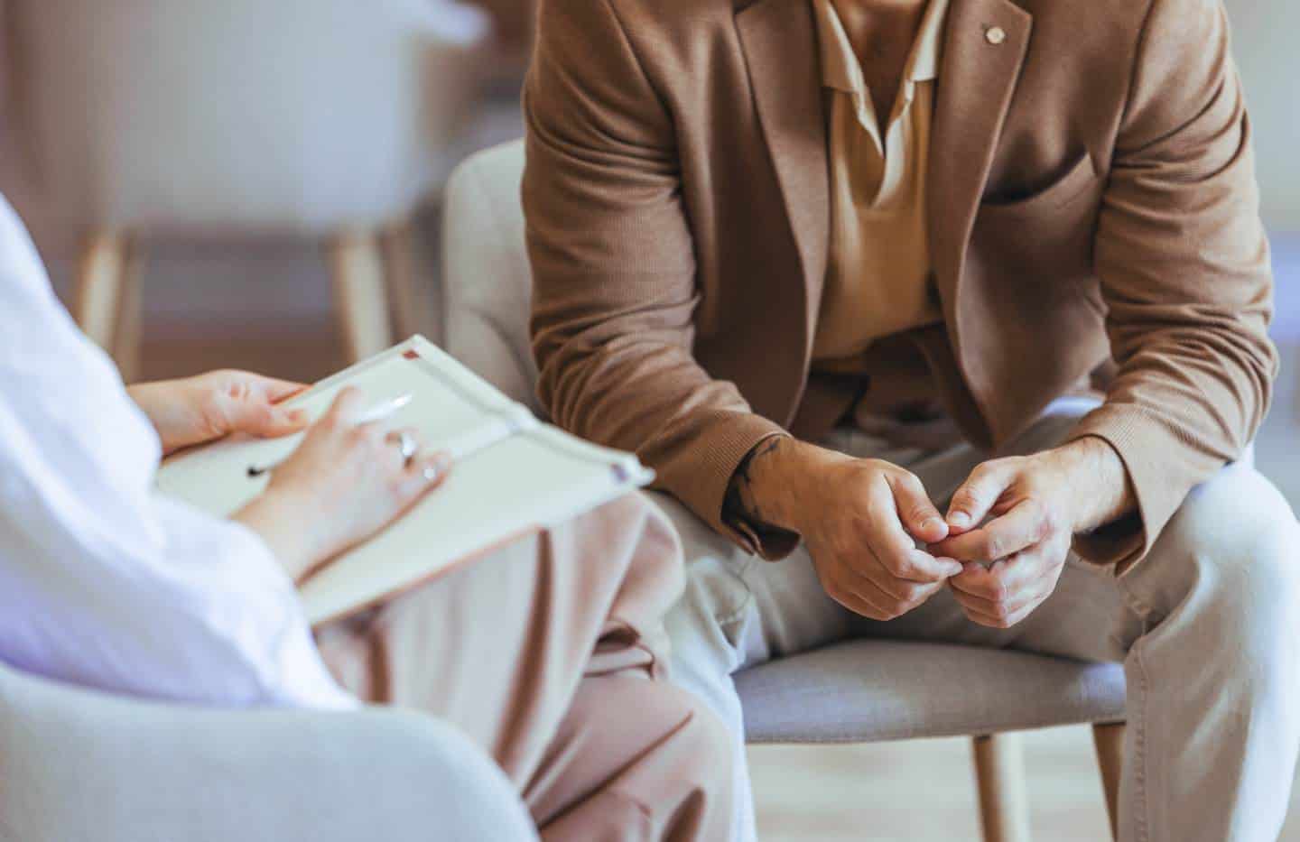 Individual therapy session during rehab for professionals in Madison, WI.