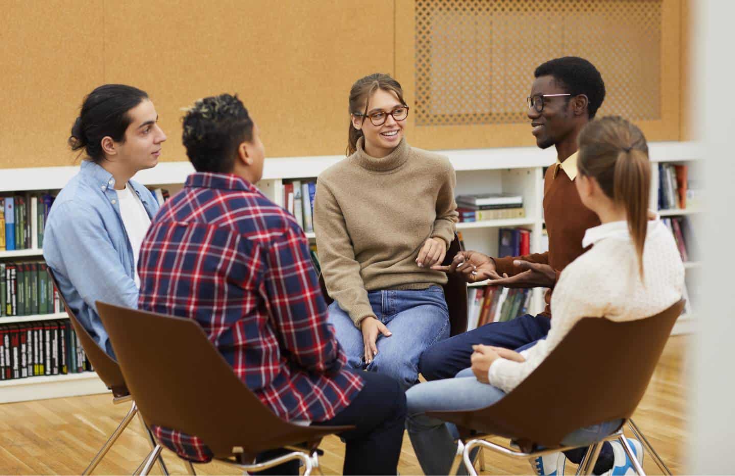 Group therapy session during rehab for young adults in Madison, WI.
