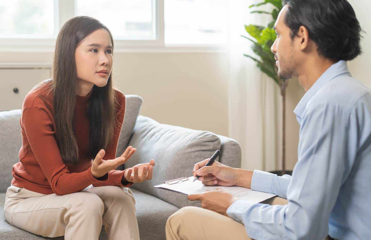 Individual therapy session during rehab for young adults in Madison, WI.