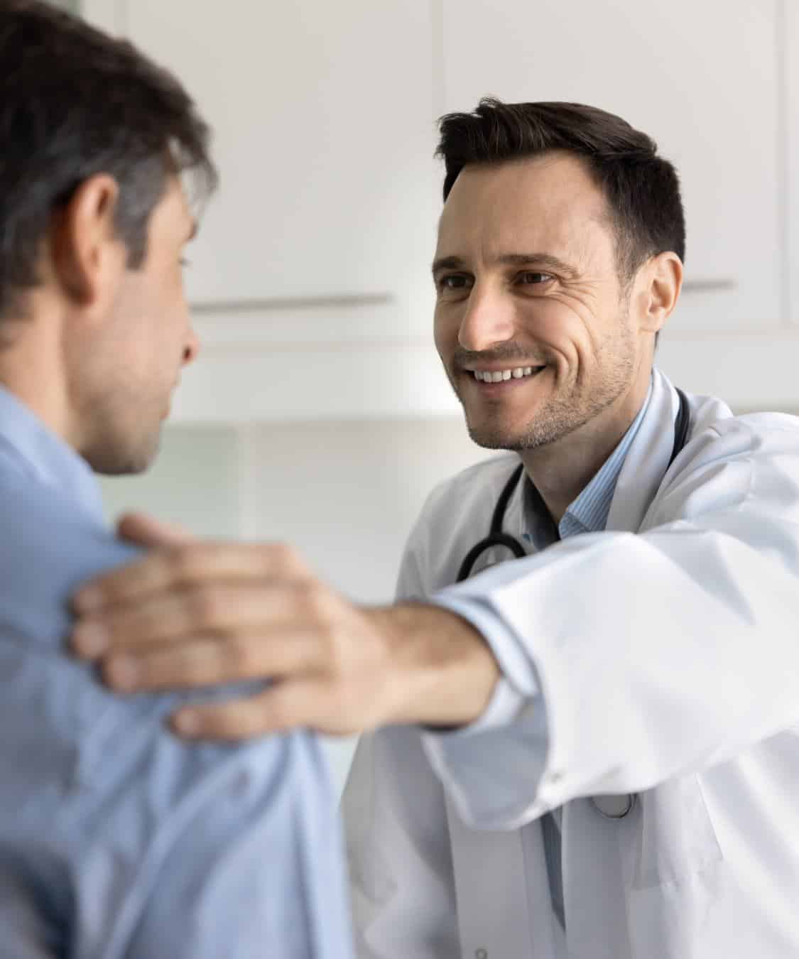 Healthcare provider reassuring a patient during cocaine addiction treatment in Madison, WI.