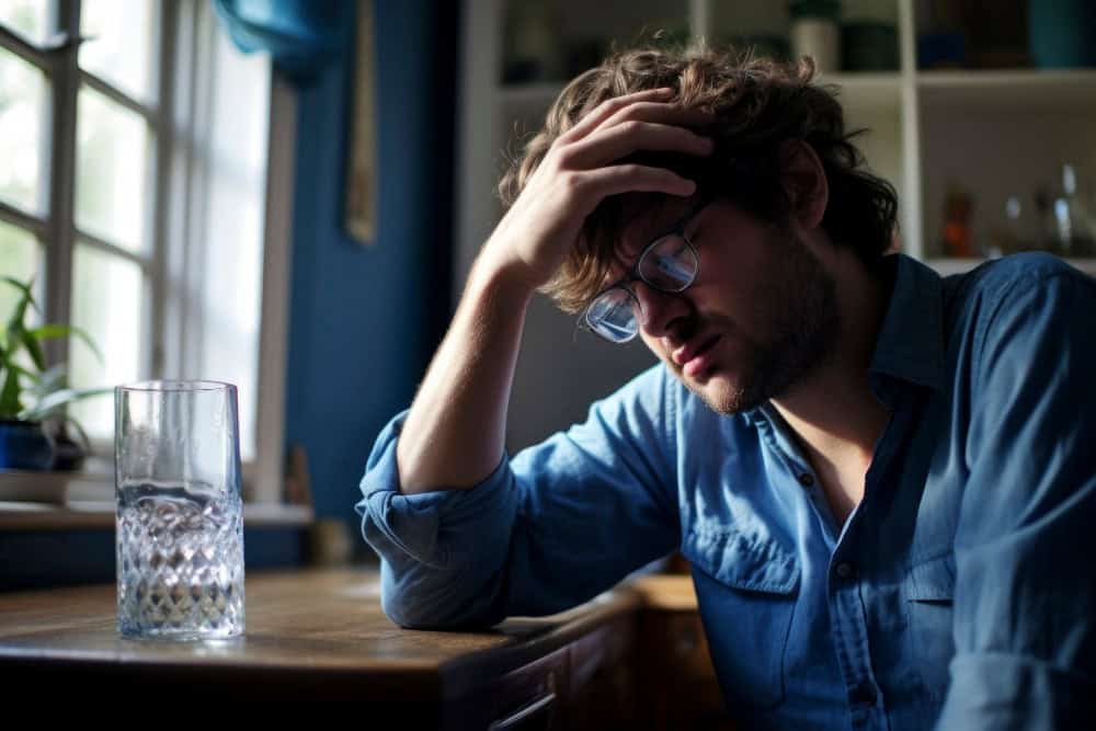 Young person experiencing a hangover, illustrating the question of whether alcohol can cause panic attacks.